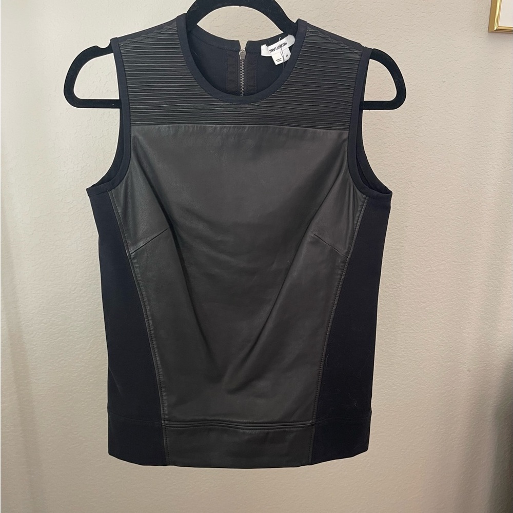 Helmut Lang Black Leather Panel Tank Top Size P or XS